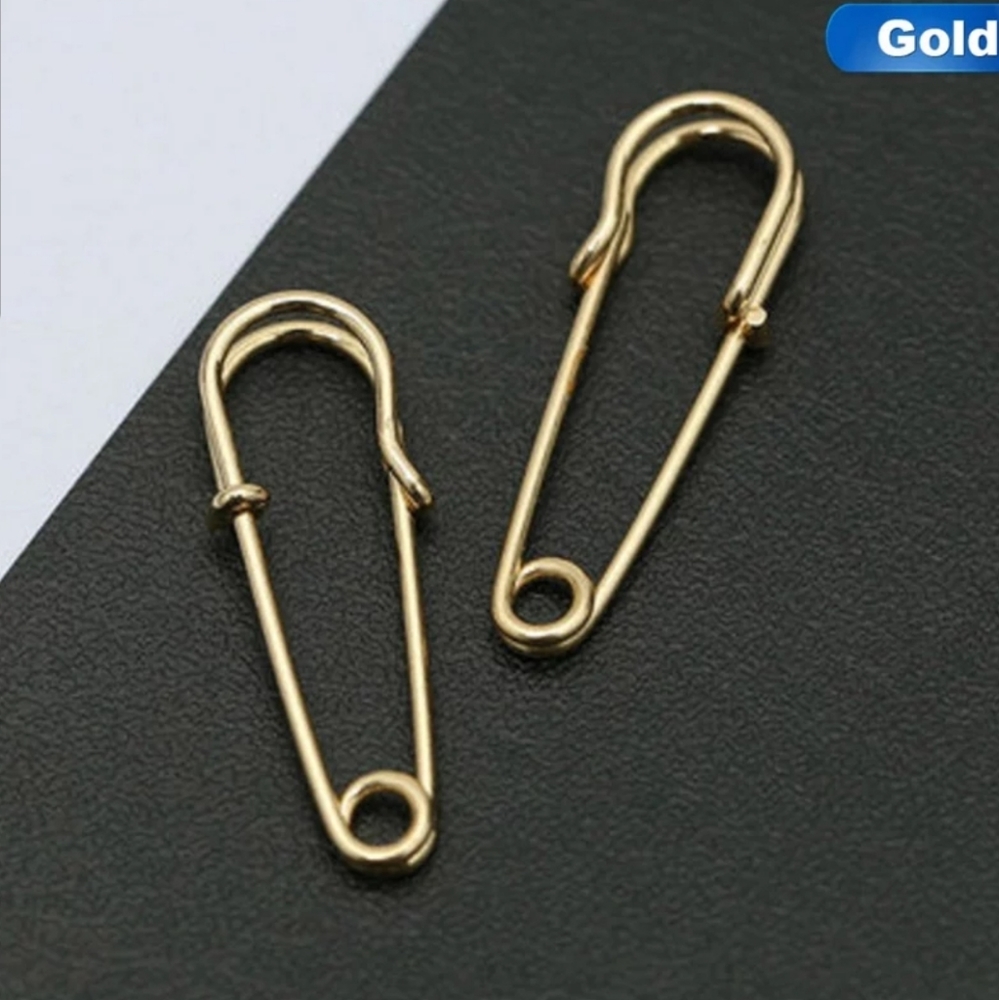 Safety Pin Earrings Black Silver or Yellow Gold - Picture 5 of 5